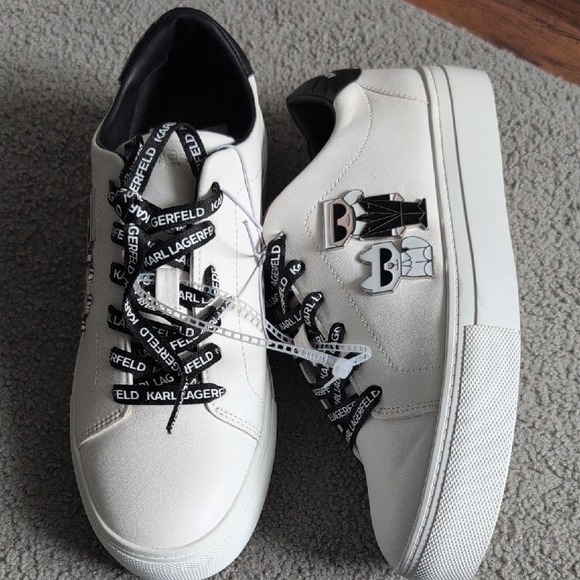 Karl Lagerfeld Shoes - Karl Lagerfeld Cream Sneakers with Black Details
